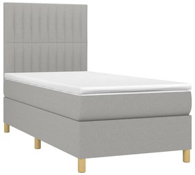 ΚΡΕΒΑΤΙ BOXSPRING ΜΕ ΣΤΡΩΜΑ &amp; LED ΑΝ.ΓΚΡΙ 90X190 ΕΚ. ΥΦΑΣΜΑΤΙΝΟ 3135557