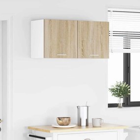 vidaXL Κρεμαστό ντουλάπι με πόρτα Riga 2 pcs Σομόνα Δρυς και Λευκό