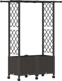 vidaXL Ανυψωμένο Κρεβάτι με Πέργκολα και Οροφή Καφέ PP