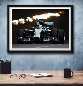 Πόστερ &amp; Κάδρο Lewis Hamilton F029 30x40cm Μαύρο Ξύλινο Κάδρο (με πόστερ)