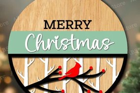 Σετ των 2 Intra απο ξύλο plywood 3mm-4mm πάχος Χριστουγεννιάτικο στρογγυλό σημάδι κοπής με λέιζερ Δίασταση 15x15 cm INTRAFABR-106049212