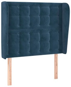 Κεφαλάρι με Πτερύγια Σκούρο Μπλε 103x23x118/128 εκ. Βελούδινο - Μπλε