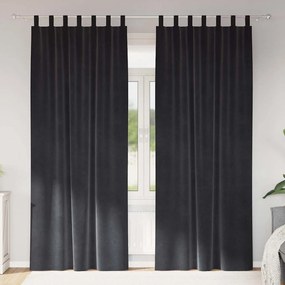 vidaXL Κουρτίνες με κουρτίνες 2 pcs Σκούρο γκρι 140 x 260 cm Βελούδο