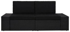 vidaXL Καναπές Αρθρωτός Διθέσιος Μαύρος από Συνθετικό Ρατάν