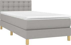 vidaXL Κρεβάτι Boxspring με Στρώμα &amp; LED Αν.Γκρι 100x200 εκ Υφασμάτινο
