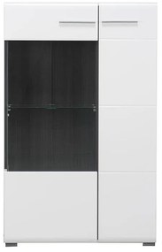 Βιτρίνα Enzo 2K VS1 125 Λευκό - Black Grey Wood -  Λευκή Λάκα 77.5*35*124 εκ. 77.5x35x124 εκ.