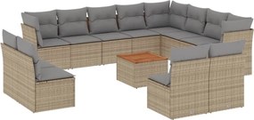 vidaXL Σετ Καναπέ Κήπου 13τεμ Μπεζ Συνθ. Ρατάν με Μαξιλάρια