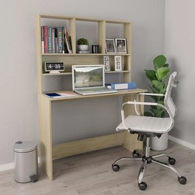 vidaXL Γραφείο με Ράφια Sonoma Δρυς 110x45x157 εκ. από Μοριοσανίδα