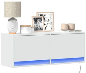 vidaXL Έπιπλο Τοίχου Τηλεόρασης με LED Λευκό 100x31x38 εκ.