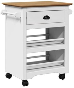 vidaXL Καροτσάκι κουζίνας BODO Λευκό και καφέ 67,5x45x80 cm