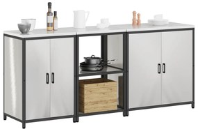 vidaXL Σετ Αποθήκευσης Κουζίνας με ράφι Άλλο 3 pcs Ασημί 210 x 50 x 92 εκ