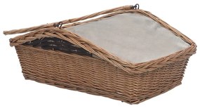 286989 Firewood Basket with Handle 61,5x46,5x58 cm Brown Willow - Καφέ