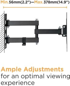 POWERTECH επιτοίχια βάση τηλεόρασης PT-1129, 23-43", έως 30kg, full motion