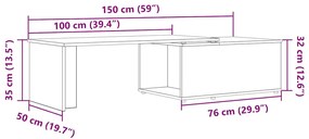 Τραπεζάκι Σαλονιού Παλιό ξύλο 150 x 50 x 35 εκ. από Μοριοσανίδα - Καφέ