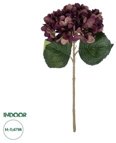 GloboStar® Artificial Garden DARK RED HYDRANGEA BRANCH 21180 Τεχνητό Διακοσμητικό Κλαδί Ορτανσίας Βαθύ Κόκκινο  Y47cm