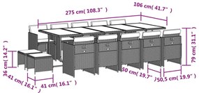 vidaXL Σετ Τραπεζαρίας Κήπου 15 τεμ Μαύρο από Συνθ. Ρατάν με Μαξιλάρια