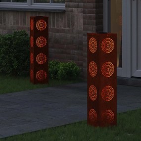 vidaXL Ηλιακό LED Φως Δρόμου 2 pcs Σκ rusty Ατσάλι Σκληρυθέν στον Αέρα