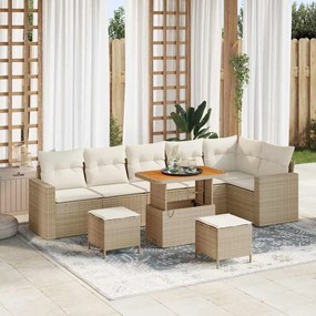vidaXL Σετ Καναπέ Κήπου 9 pcs Μπεζ συνθετικό ρατάν