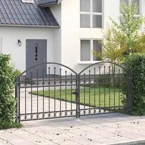 vidaXL Πύλη Φράχτη Άλλο Γκρι 300 x 125 cm Ατσάλι