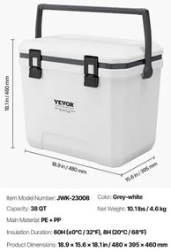 VEVOR Portable Cooler 38 QT Insulated Cooler 54 Can Capacity with Cup Holder