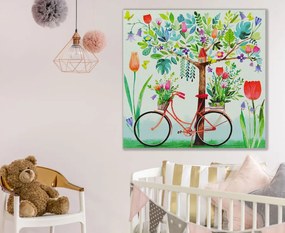 Παιδικός πίνακας σε καμβά δέντρο με ποδήλατο KNV0448 125cm x 125cm Μόνο για παραλαβή από το κατάστημα