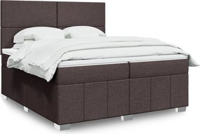 vidaXL Κρεβάτι Boxspring με Στρώμα Σκούρο Καφέ 200x200 εκ. Υφασμάτινο