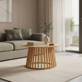 Τραπεζάκι σαλονιού Domonic mdf/pw σε φυσική απόχρωση Φ80x45εκ 80x80x45 εκ.