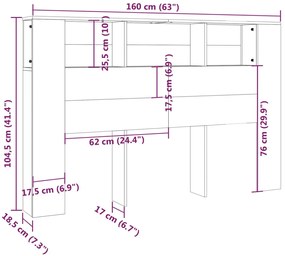 vidaXL Κεφαλάρι Με Αποθηκευτικό Χώρο Γκρι Sonoma 160x18,5x104,5 εκ.