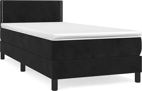 vidaXL Κρεβάτι Boxspring με Στρώμα Μαύρο 100x200 εκ. Βελούδινο