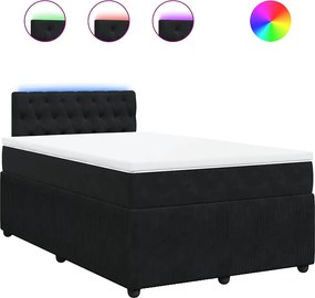 vidaXL Κρεβάτι Boxspring με Στρώμα Μαύρο 120x190 εκ. Βελούδινο