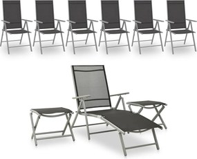 vidaXL Σαλόνι Κήπου Σετ 9 Τεμαχίων Μαύρο / Ασημί