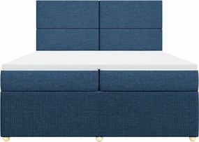 vidaXL Κρεβάτι Boxspring με Στρώμα Μπλε 200x200 εκ. Υφασμάτινο