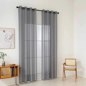 Beauty Home Κουρτίνα γάζα μονόχρωμη με 8 μεταλλικούς κρίκους Sharp Art 8448 140x270 Ανθρακί