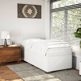 Κρεβάτι Boxspring με Στρώμα Λευκό 100x200εκ.από Συνθετικό Δέρμα - Λευκό