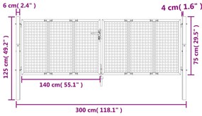 vidaXL Πύλη Κήπου Ανθρακί 300 x 125 εκ. Ατσάλινη