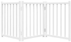 vidaXL Διαχωριστικό Σκύλων Πτυσσόμενο 3 Πάνελ Λευκό 150 εκ Μασίφ Ελάτη