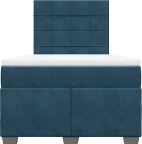vidaXL Κρεβάτι Boxspring με Στρώμα Μπλε 120x200 εκ. Βελούδινο
