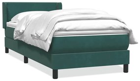 vidaXL Κρεβάτι Boxspring με Στρώμα Σκούρο Πράσινο 100x210εκ. Βελούδινο