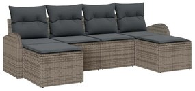 vidaXL Σετ Καναπέ Κήπου με μαξιλάρι 6 pcs Γκρι Πολυ Ρατάν