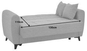 Καναπές-κρεβάτι με αποθηκευτικό χώρο διθέσιος Lincoln pakoworld ανοιχτό ανθρακί ύφασμα 165x85x90εκ