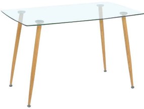 Τραπέζι 120x70cm ROBY Μεταλ.Βαφή Φυσικό/Γυαλί