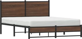 vidaXL Σκελετός Κρεβ. Χωρίς Στρώμα Καφέ Δρυς 150x200 εκ. Μεταλλικό