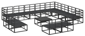 vidaXL Σετ Καναπέ Κήπου 13 pcs Μαύρο 70 x 70 x 32 εκ Αλουμίνιο