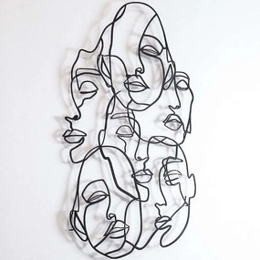 Διακοσμητικό Τοίχου Faces Line Art 507ATP1196 73x99cm Black Wallity Ατσάλι