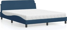 vidaXL Κρεβάτι με Στρώμα Dover Μπλε 160x200 εκ. Υφασμάτινο