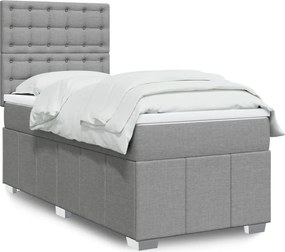 vidaXL Κρεβάτι Boxspring με Στρώμα Ανοιχτό Γκρι 80x200 εκ. Υφασμάτινο