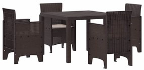 vidaXL Σέτ φαγητού για κήπο 5 pcs Καφέ Rattan Polt