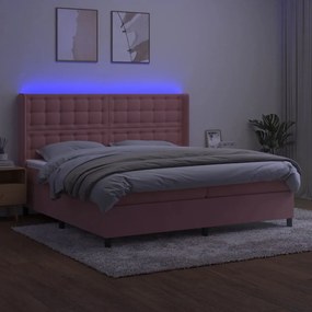 ΚΡΕΒΑΤΙ BOXSPRING ΜΕ ΣΤΡΩΜΑ &amp; LED ΡΟΖ 200X200 ΕΚ. ΒΕΛΟΥΔΙΝΟ 3139828