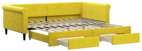 vidaXL Καναπές Κρεβάτι Συρόμεν. Κίτρινος 100x200εκ Βελούδινος Συρτάρια