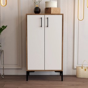 Παπουτσοθήκη Καρυδιά / Λευκό PRAG 60x35x111